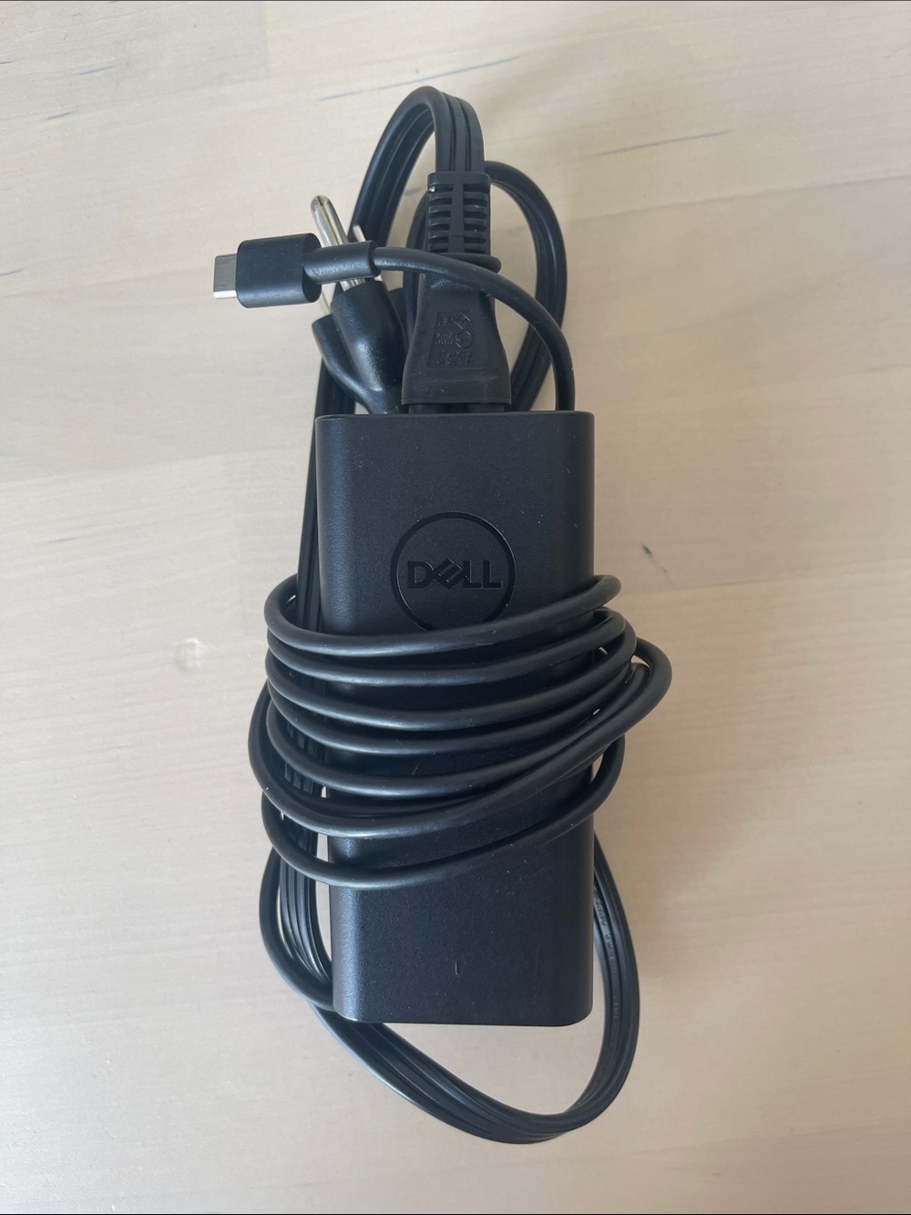 Dell Black USB-C Laptop Power Adapter with Integrated Cable